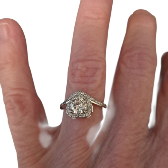 Moissanite Heart Ring with GRA Certificate Size 6 - Picture 2 of 5